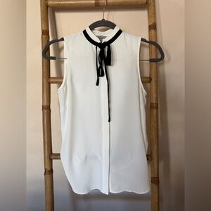H&M White Sleeveless Blouse with Black Bow